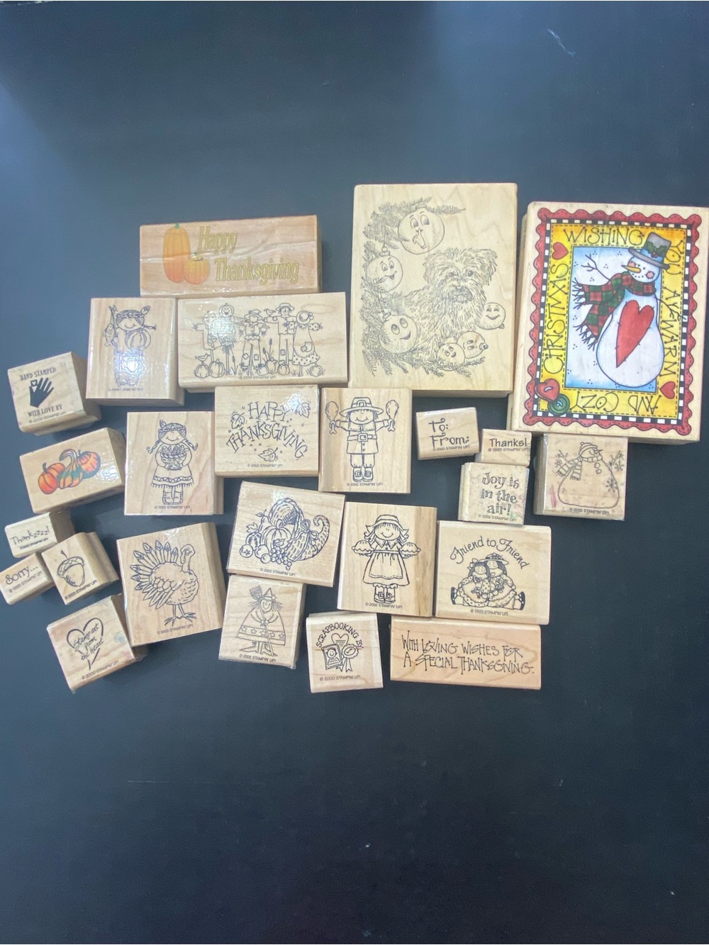 STAMPIN UP HOLIDAY WOODEN RUBBER STAMPS!    VINTAGE LOT
